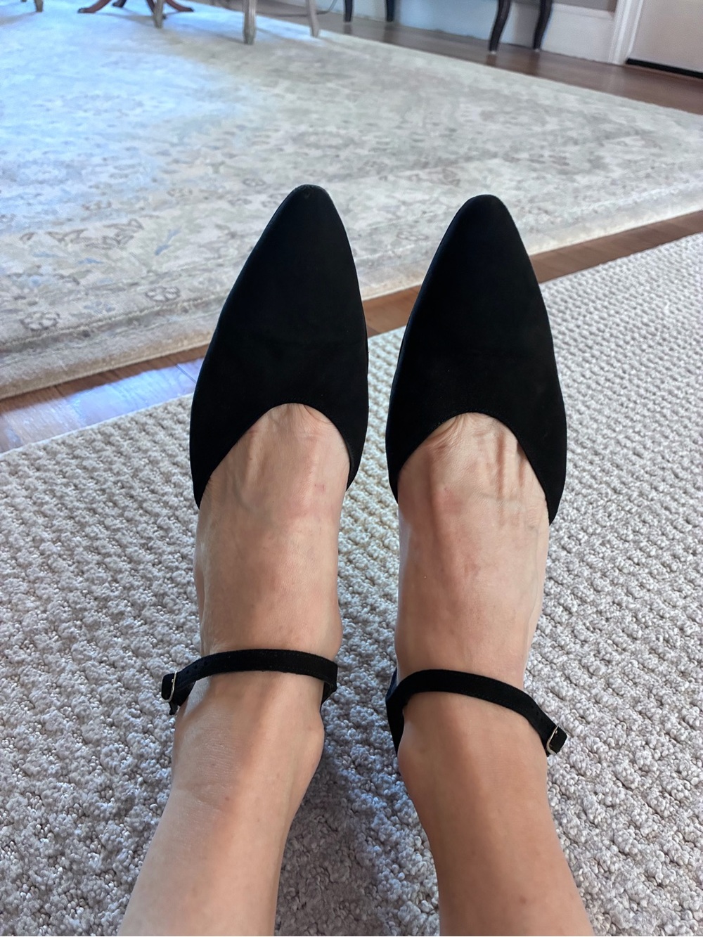 Black Pointed-Toe Mary Jane suede Heels by Robert Clergerie - Women's